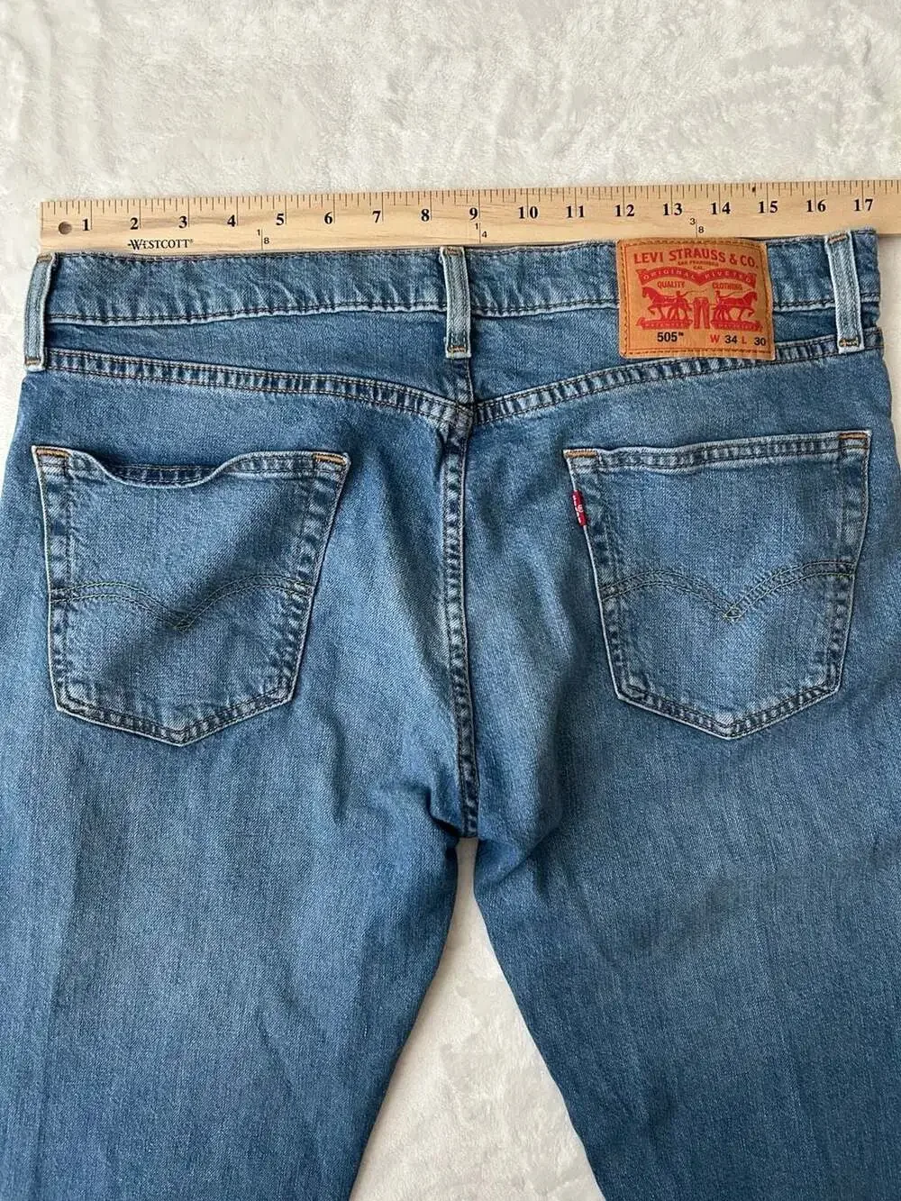 Levi's 505 Regular Fit Jeans - Men's Size 34x30 - Picture 3 of 5